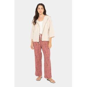 Peace Love World Boheme Collection Women’s Mauve Print Linen-Blend Pants Size S